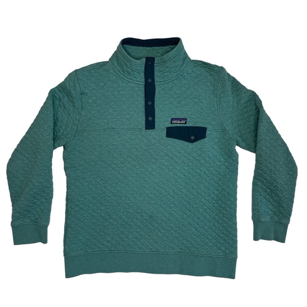 Patagonia Organic Cotton Quilt Snap T Pullover Green Womens Sweatshirt L